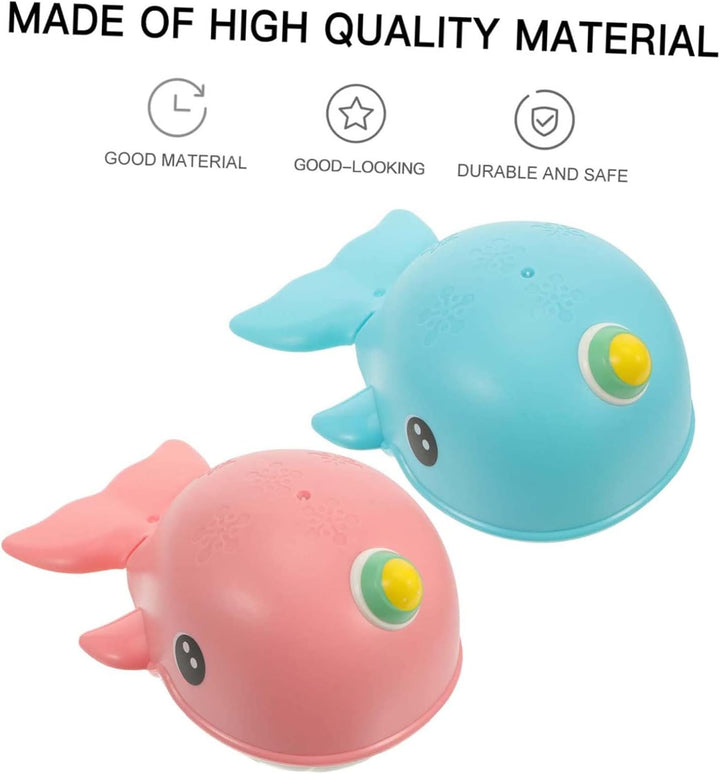 Whale Bath Toys for Toddlers 2Pcs Cartoon Wind-Up Bathtub Toys in Pink and Blue for Baby'S Summer Bath and Swimming
