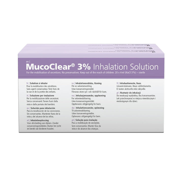 Mucoclear 3% Inhalation Solution – Pack of 20 – Mucus Relief & Easy Expectoration from Sinuses & Lungs – Sterile, Preservative Free – Suitable for All Ages