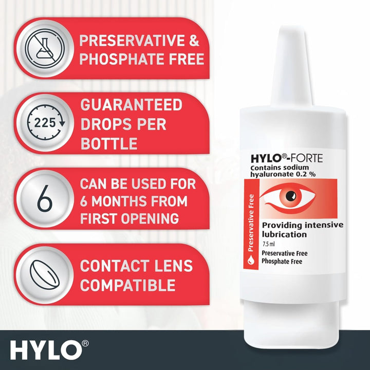 HYLO Forte - Preservative Free Lubricating Eye Drops - for Treatment of Severe and Persistant Dry Eyes - 10Ml