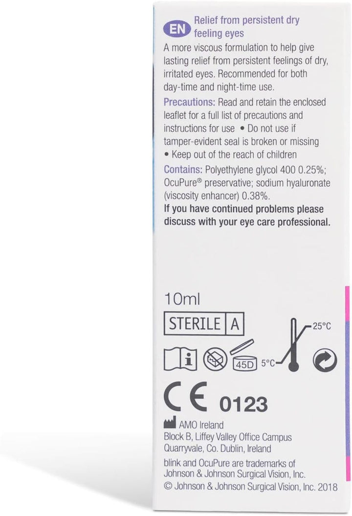 Intensive plus Liquid Gel Eye Drops - Relief from Dry Eyes - Instant & Long-Lasting Lubricating Eye Drops with Hyaluronic Acid, Suitable for Use with Contact Lenses, 10 Ml
