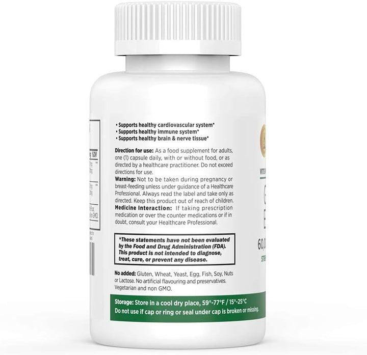 Grape Seed Extract Capsules, 465 Mg – Polyphenols Supplement for Optimal Blood Flow & Kidney Support | 60 Capsules with 93% Opcs – 60,000Mg Strength, GMO & Gluten-Free