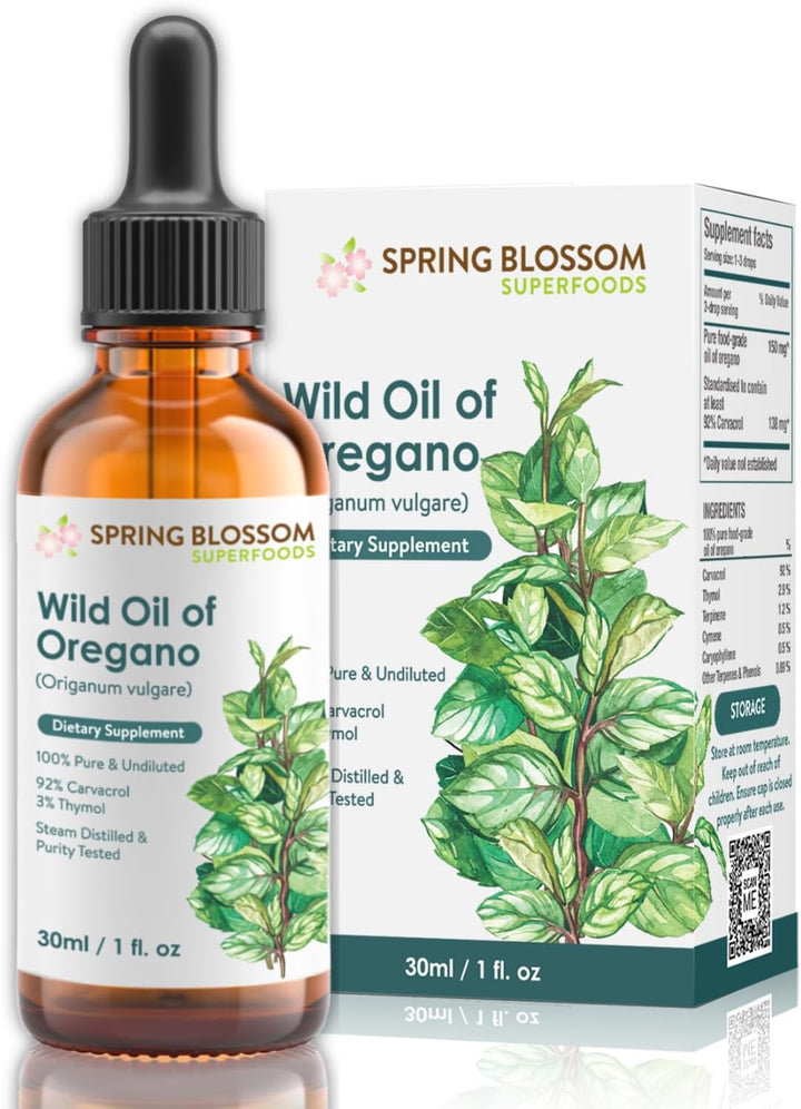 30Ml Oregano Oil 100% Pure & Undiluted Min 92% Carvacrol Super-Strength Himalayan Essential Oil of Oregano (Origanum Vulgare) Highly Potent Immunity Booster for Cold, Cough, Sore Throat & Gut Health