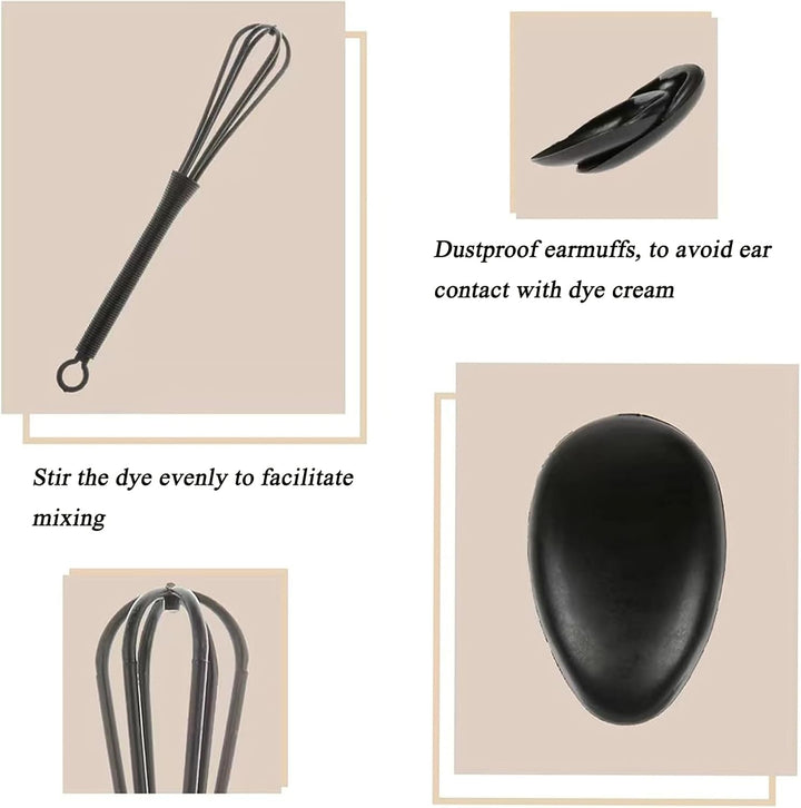 Hair Dye Bowl and Brush Kit - Hair Dying Tools Kit, 5 Pcs Tools for Hair Colouring DIY Salon Hair Coloring Bleaching Tools, Including Dye Bowl, Dye Brush, Double-Sided Brush, Mixing Rod, Ear Cover