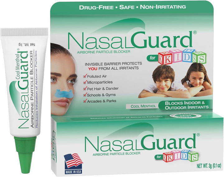 Allergy Relief & Allergen Blocker Nasal Gel for Kids - Dust, Pet Hair & Dander Blocker - Drug-Free, Safe for Kids, Non-Irritating, Moisturizing, Made in USA (0.1 Oz) Cool Menthol