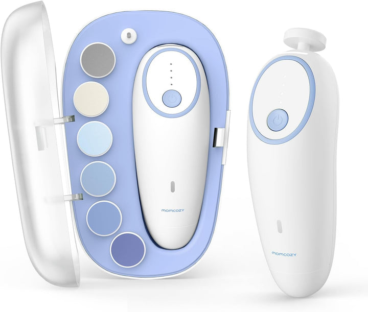 Baby Nail File Electric, Gentle Baby Nail Trimmer Electric Rechargeable, Baby Nail Clipper Electric, 360° Fog LED Gentle Light, 7 Grinding Head Replacement Pads