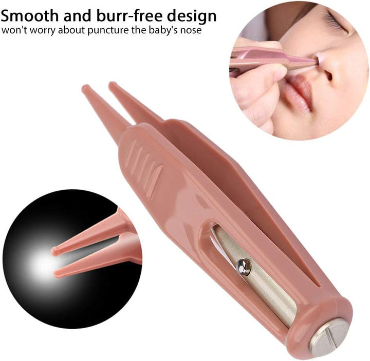 Baby Cleaning Tweezer, LED Lighted Nose Ear Navel Cleaner Remover for Infants Plastic Forcep Body Care Tool for Stuffy Nose Relief for Newborns Toddlers