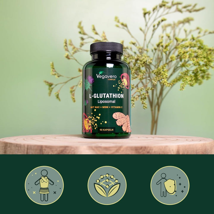 L-Glutathione Complex | with Glycin, Pureway-C Vitamin C Liposomal and MSM | NO Additives | Vegan | 90 Capsules
