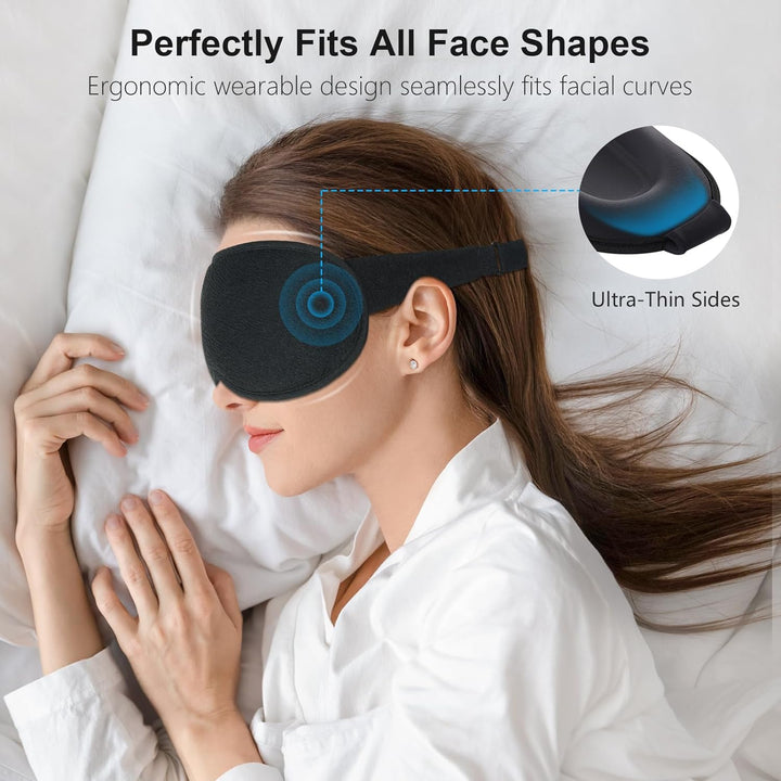 100% Blackout Sleep Masks for Women & Men - Zero Pressure Sleeping Eye Mask- Ergonomic Design 3D Cutout Eye Movement Friendly, Ultra Soft & Comfortable for Nap/Travel