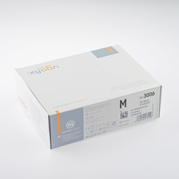 Ugo Fix Sleeve (X4) - Catheter Leg Bag Holder/Catheter Bag Cover, Strong and Durable Fibre Blends with External Seams, Washable and Reusable (Pack of 4) (Medium)