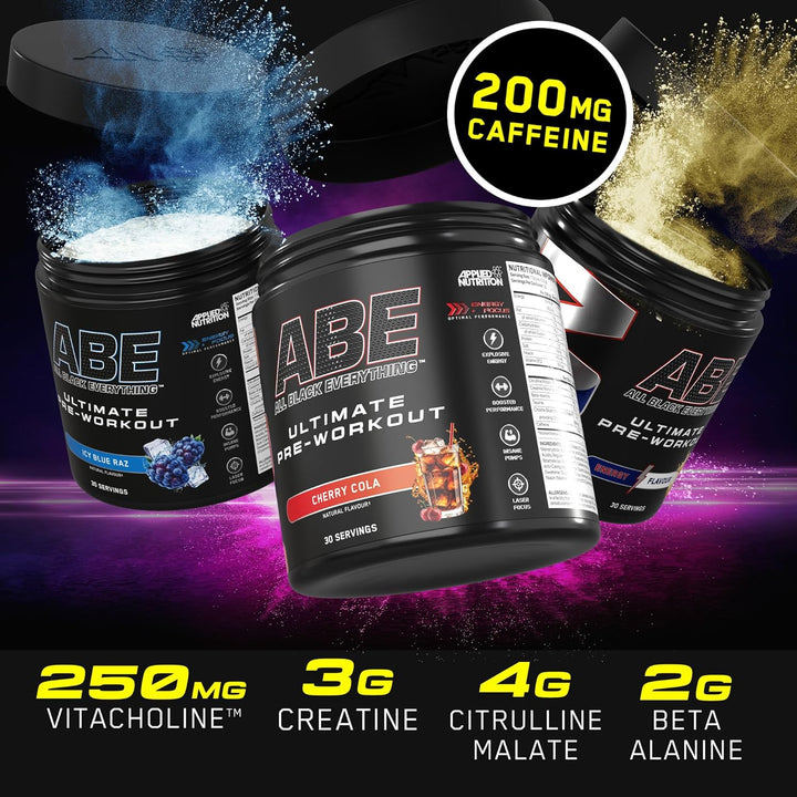 ABE Pre Workout - All Black Everything Pre Workout Powder, Energy & Physical Performance with Citrulline, Creatine, Beta Alanine (375G - 30 Servings) (Tropical)