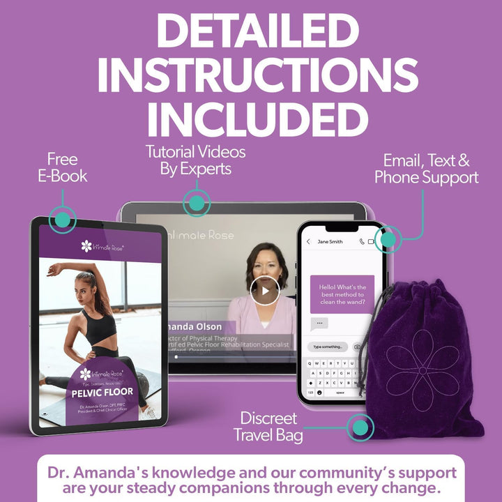 Intimaterose Pelvic Wand, Pelvic Floor Muscle Trigger Point Massager, Perineal Massage Tool for Pelvic Physical Therapy & Pain Relief, Bpa-Free, Latex-Free, Standard (Non-Vibration)