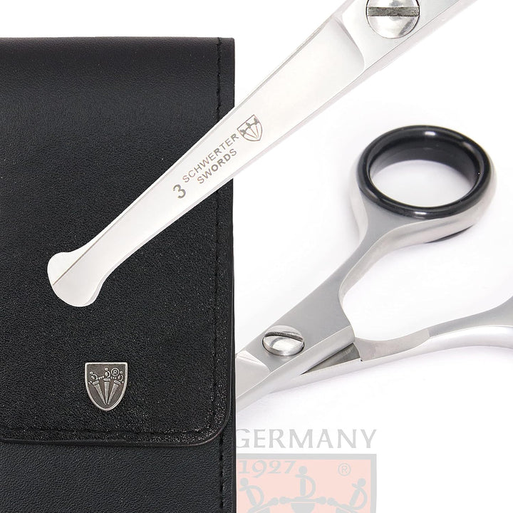 – Professional Nostril Nose and Ear Hair Scissors, Stainless Steel, Straight Rounded Blade with Black Case