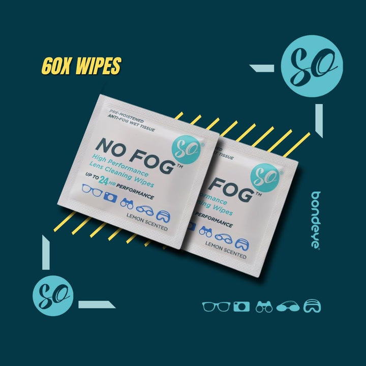 NO Fog Anti-Fog Wipes, Steamed up Glasses, Glasses Cleaning, Fog Wipes, Lens Cleaning 60 Pack