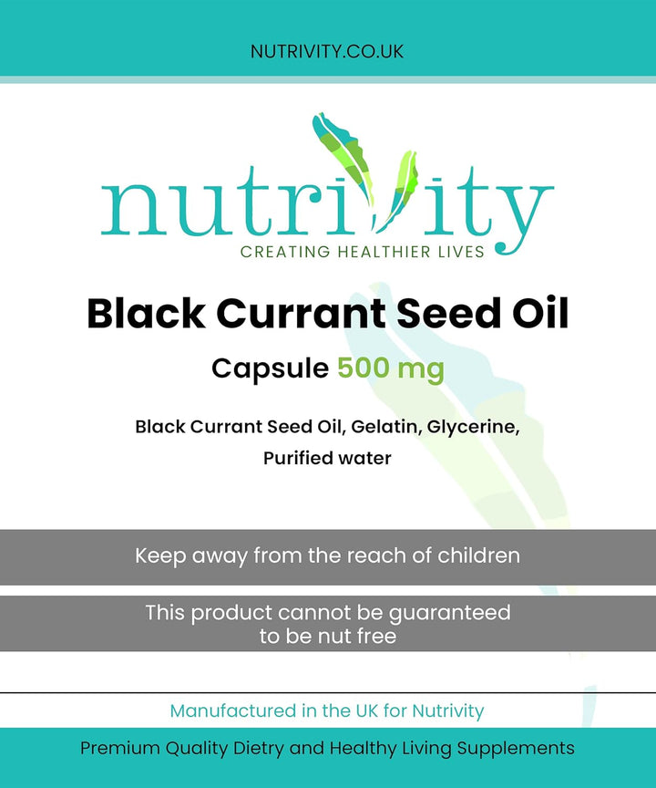 Blackcurrant Seed Oil 500Mg Softgel Capsules Natural Supplement by  (30)