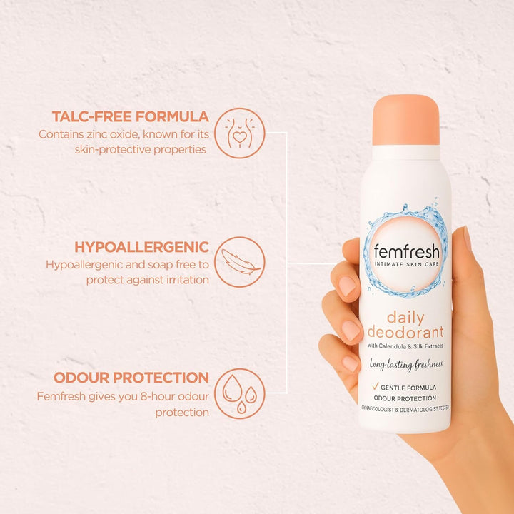 Daily Freshness Intimate Deodorant - Gentle Vaginal Odour Protection Spray for Women for Long Lasting Freshness - Hypoallergenic Scent, Safe Ultimate Skin Care for a Fresh Feeling - 125 Ml