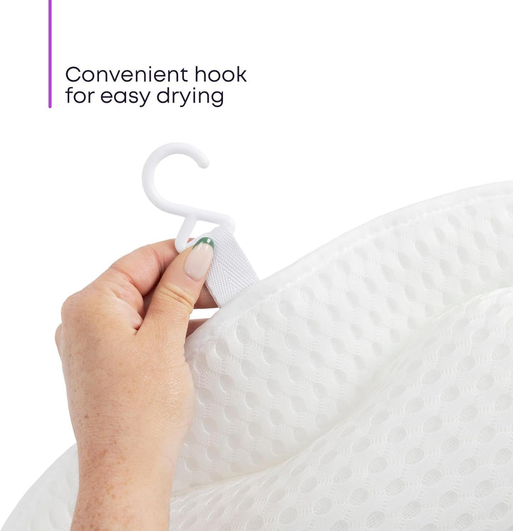 Bath Pillow with 6 Suction Cup and Air Mesh Technology, Ergonomic Design Helps Support Head and Neck, Non-Slip (White)