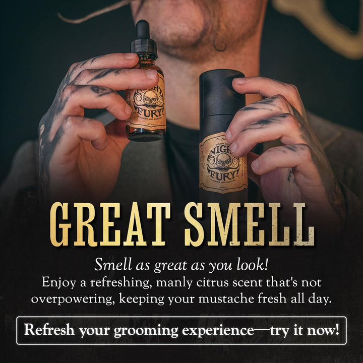 Moustache Wax Remover for Handlebar Moustaches by  Strong Hold Mustache Wax - Night Fury Mustache Wax Remover 1Oz or 30Ml