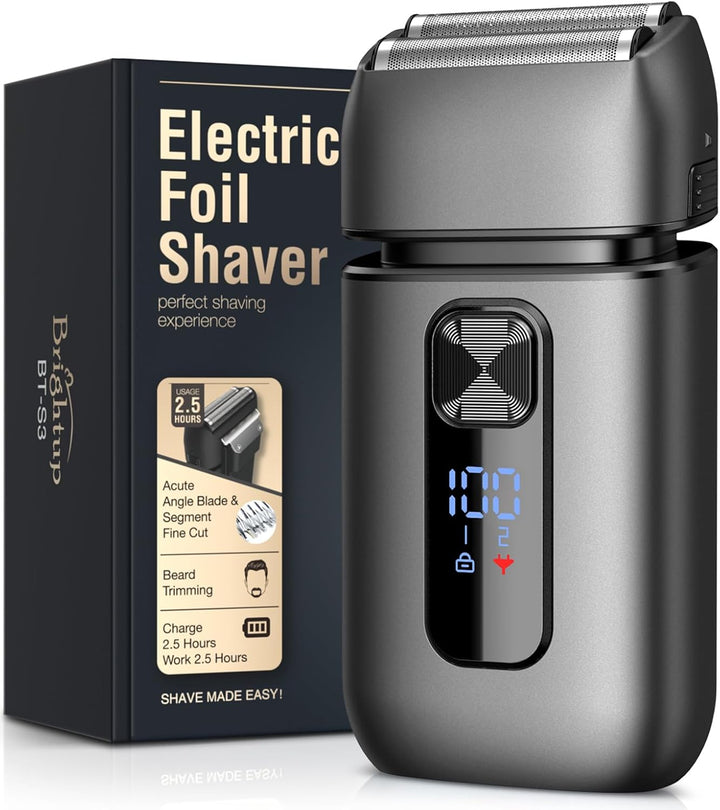 Foil Shaver, Electric Razor for Men, Upgraded Electric Shaver with Pop up Trimmer, USB-C Rechargeable, Waterproof, Cordless, Double Floating Blade for Close Shaving, Black