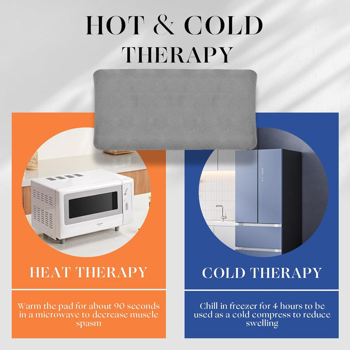 Wheat Bags Microwavable with Washable Cover | Microwave Heat Pad for Back Pain Relief 32×17 CM | Heat Pads for Muscle Cramps Menstrual Joints Relief(Grey)