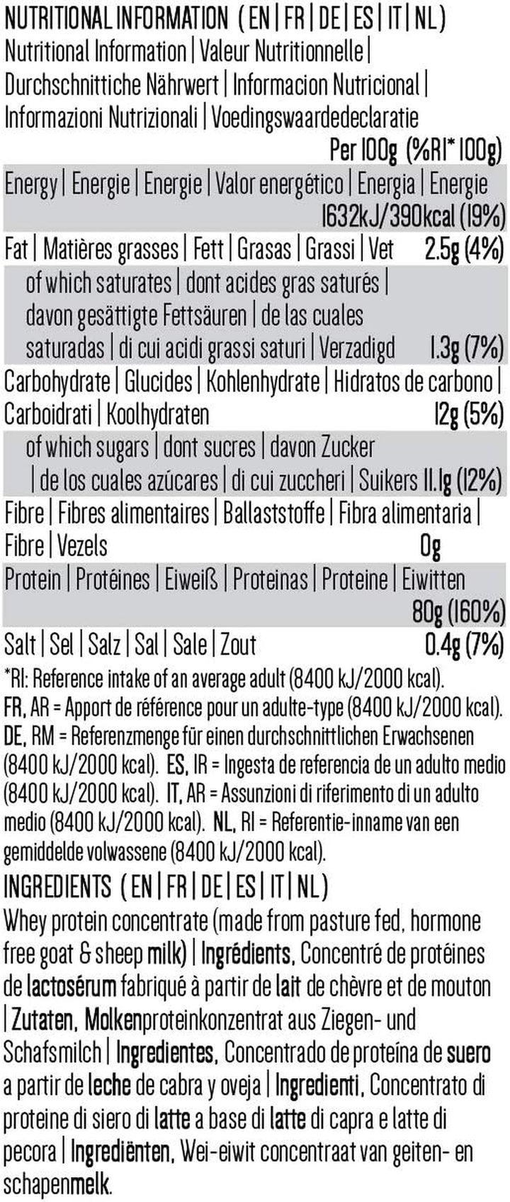 Goat Sheep Whey Protein Powder 420G (80% Protein) Pure Unflavoured Concentrate Soy Free Gluten Free Undenatured Non GM Easy Whey Xtra