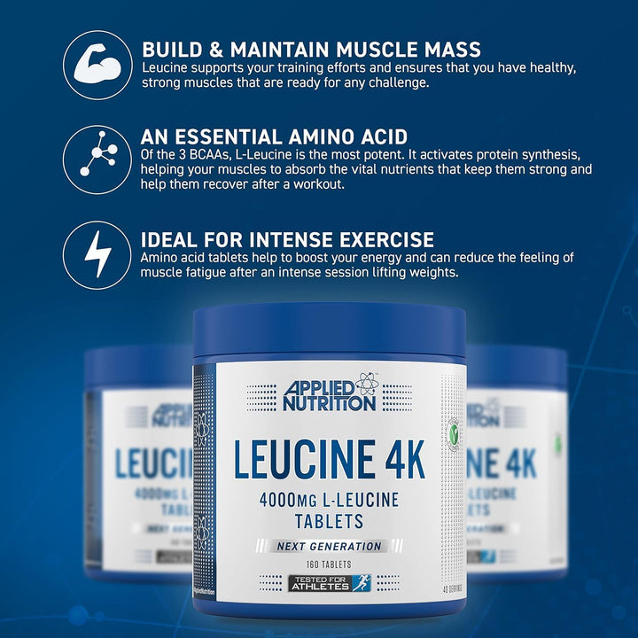 – L-Leucine 4000Mg – Leucine 4K Capsules – Best Essential Amino Acid – Best BCAA for Muscle Growth – Fast Muscle Recovery – (180 Caps – 30 Servings) (Unflavoured)