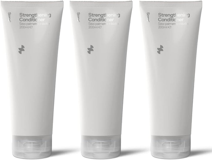 Strengthening Conditioner. DHT Blocking and Anti-Dandruff Formula with Saw Palmetto, Argan Oil, & Biotin. Sulphate & Paraben Free. Itchy Scalp Treatment. 1 Month Supply. Made in Europe.