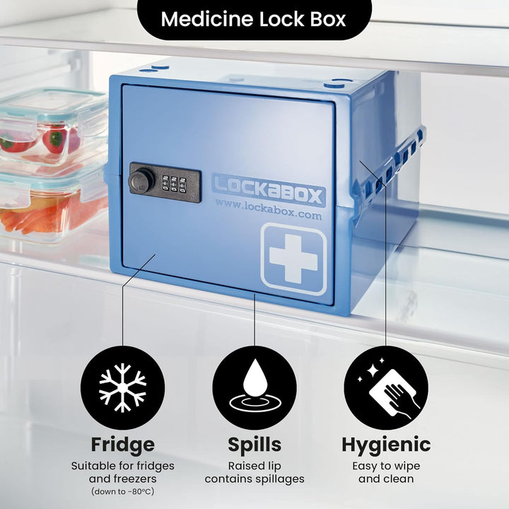 One™ | Premium Lockable Medicine Box (10L) | Lightweight & Hygienic Medicine Lock Box | Made in Britain | External Size 31 X 21 X 17 Cm (Medi Blue)