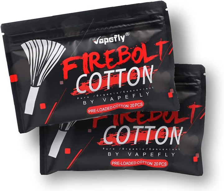 Firebolt Organic Cotton with Super Absorbent for Coil Building,No E Liquid, Nicotine Free (2 Packs)
