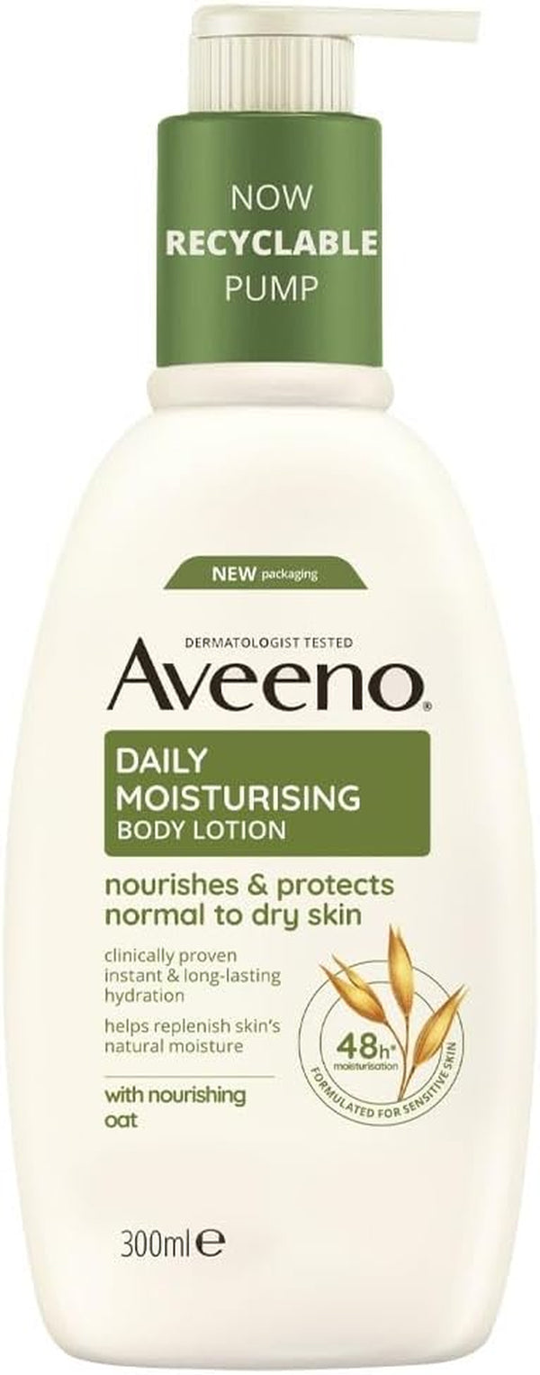 Daily Moisturising Body Lotion, with Soothing Oats & Rich Emollients, Suitable for Sensitive Skin, Nourishes and Protects Normal to Dry Skin, Fragrance Free, 300Ml