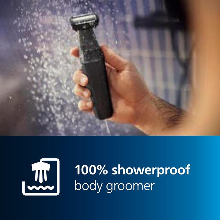 Bodygroom Series 3000 Showerproof Groin and Body Trimmer, Close and Comfortable Shave, Complete Body Grooming, 50 Min. Runtime, Model BG3017/01, Black
