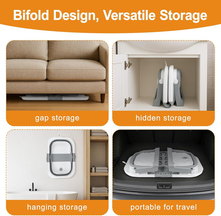 Foldable Baby Bathtub – Portable Collapsible Infant Tub with Seat Support & Heat-Sensitive Drain – Newborn to Toddler (0-36 Months) – Safe, Non-Slip & Space-Saving (Grey)