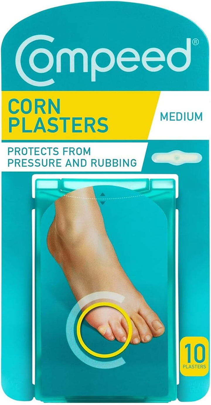 Corn Medium Size Plasters, 10 Hydrocolloid Plasters, Foot Care, Fast Natural Corn Removal, Pain and Pressure Relief