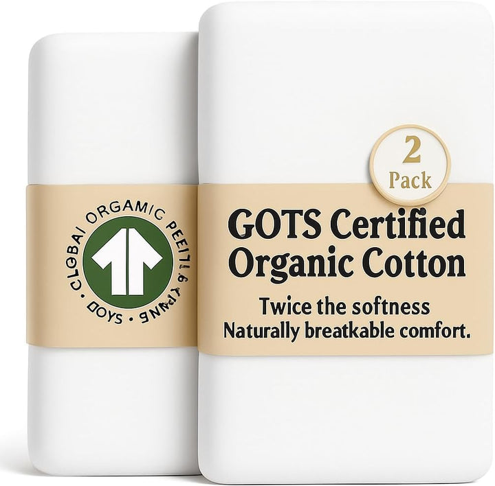 Organic Snuzpod 4 Compatible Crib Sheets - Thickest & Softest 2000GSM GOTS 100% Organic Cotton – Set of 2 Snuzpod Fitted Sheets – Snuzpod 4 Fitted Sheet 40 X 75.5 – Premium Snuzpod Mattress Bedding