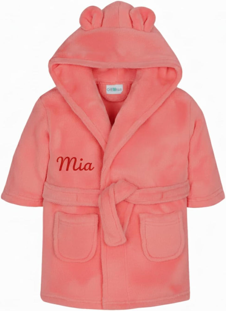 Personalised Baby Dressing Gown | Customisable Soft Polyester Embroidered Bathrobe for Kids | Ideal Baby Gift | Perfect for Bath Time, and Everyday Comfort