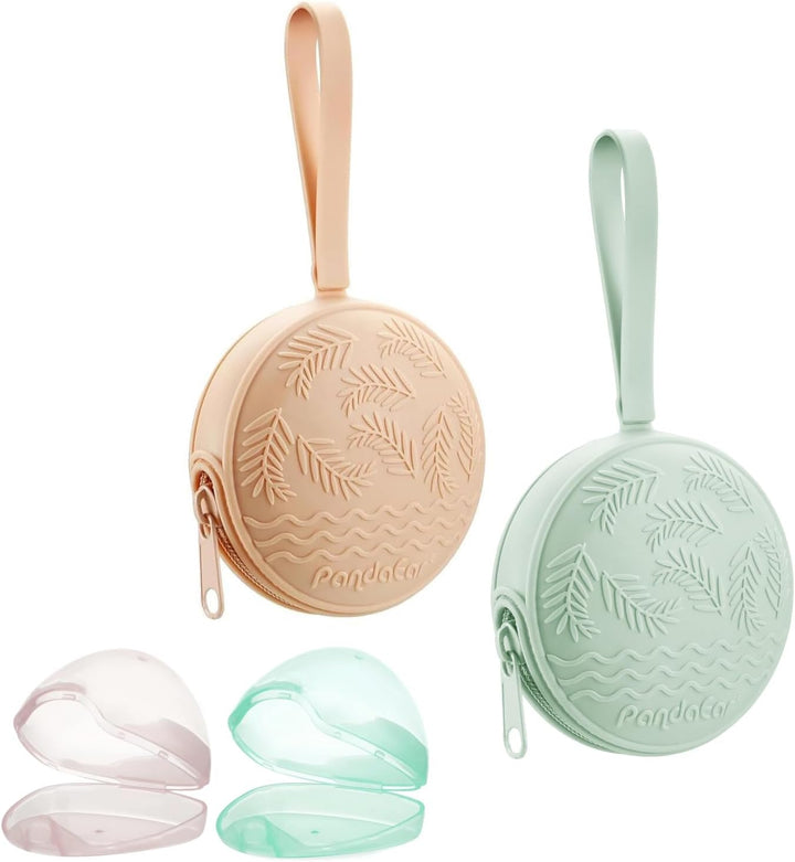 4 Pack Dummy Holder Case| 2 Silicone Pacifier Holder Case & 2 Transparent Dummy Box Cover Snoother Pods| Universal Pacifier Box Accessories Holders for Travel| BPA Free