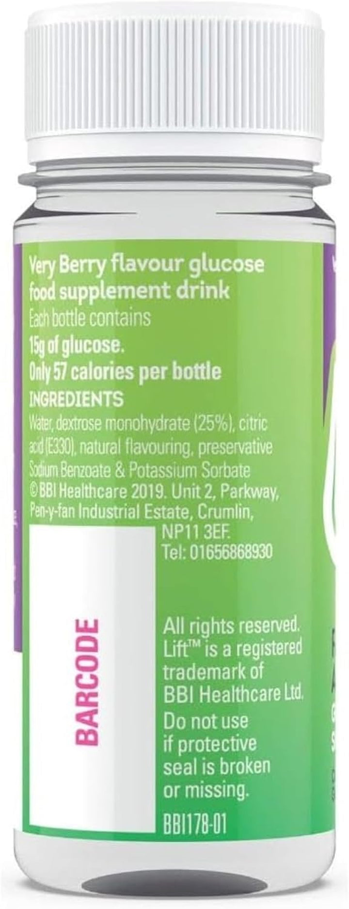 Fast-Acting Glucose Energy Juice Shots, Very Berry, 12 Pack of 60 Ml Bottles