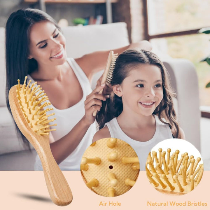 Baby Hair Brush and Comb Set - 4Pcs Toddler Hair Brush with Soft Bristles, Natural Wooden Handle Baby Grooming Kit for Newborns, Baby Essentials, Cradle Cap Brush