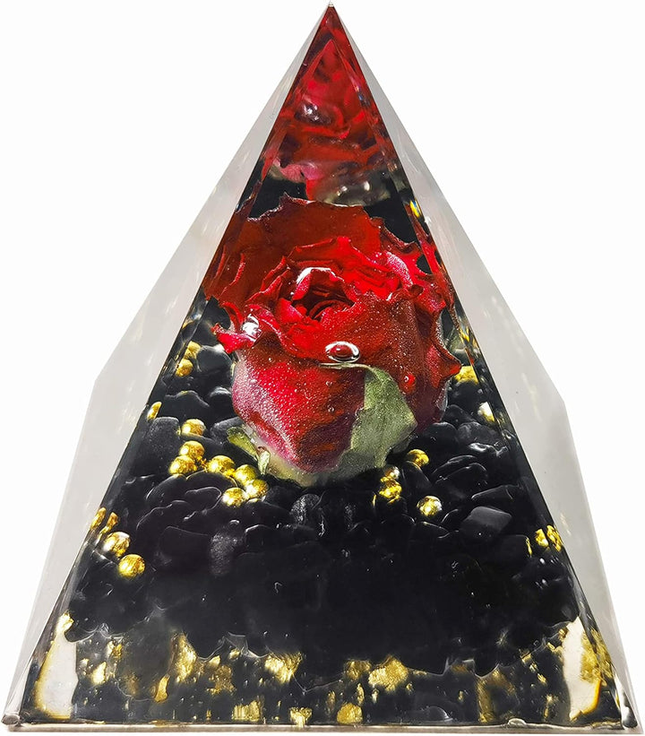 Moonstone Crystals Orgone Pyramid, Amethyst Crystal Nature Reiki Chakra Crystals and Gemstones Gifts for Friend Orgonite Pyramid Crystal Healing Spiritual Gifts for Women (6Cm)