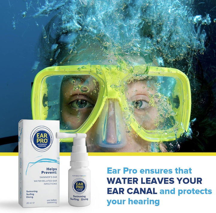 Ear Pro - Natural Swimmers Ear Drops Spray Oil a Hygienic Ear Plugs Replacement That Forms a Seal to Prevent Trapped Water & Infection - Safe to Use Swim Ear Drops for Adults & Kids (200 Uses, 1 Pack)