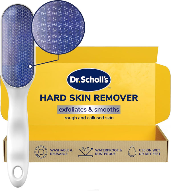 Dr. Scholl’S Nano Glass Foot File - Immediately Removes Hard Skin on Wet or Dry Feet, Waterproof & Rustproof, Gentle Dead Skin and Callus Remover, Pedicure Foot Scrubber for Shower, Soft-Grip Handle