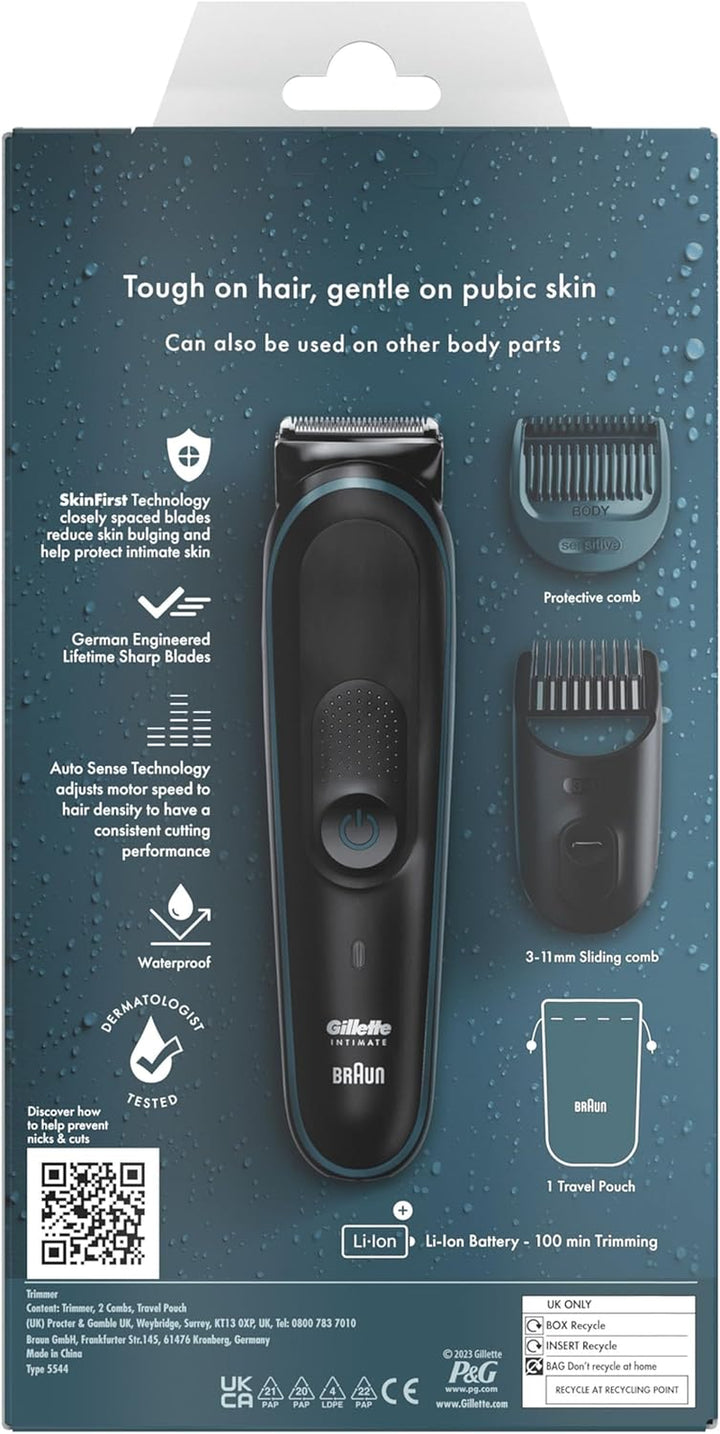 Intimate Trimmer I5 - Pubic Hair & Body Groomer for Men, Skinfirst Waterproof Manscaping Trimmer, Cordless Wet/Dry Body Hair Shaver for Private Parts & Sensitive Areas