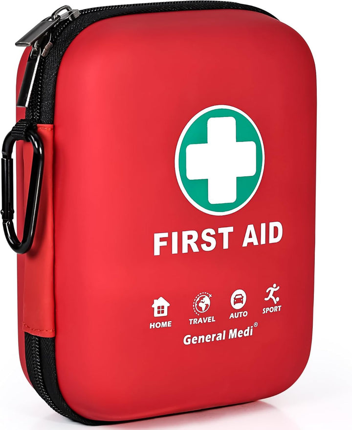 First Aid Kit - 170 Pieces Hard Case and Lightweight - Includes Instant Cold Pack,Emergency Blanket for Travel, Home, Office, Vehicle