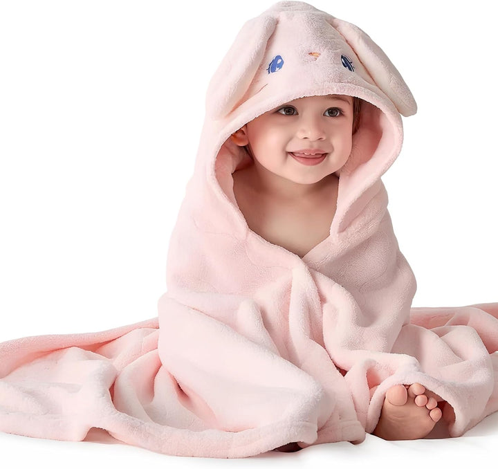 Hooded Towel for Babies, 80 X 80 Cm, Baby Bath Towel, Baby Bath Towel Made of Coral Fleece, Babies Newborns, Blue