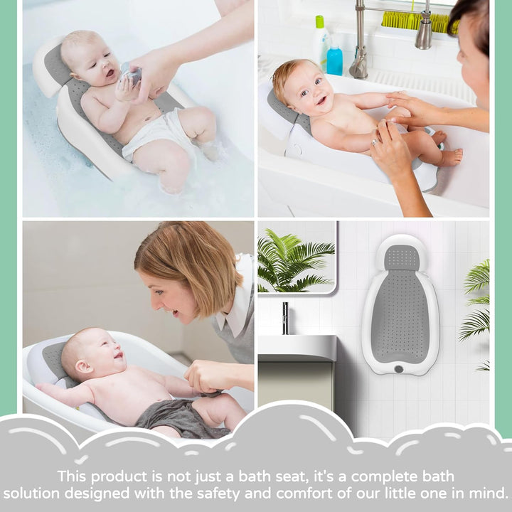 Baby Bath Support | Newborn Bathtub with Thermometer,Ideal for Babies Less than 6 Months Old Collapsible Bathtub-2 Position, Baby Tubs for Newborn Essentials Must Haves (Gray)
