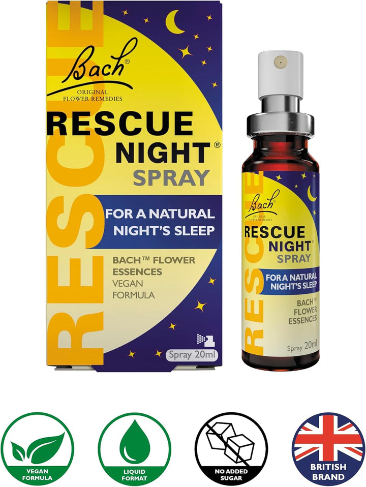 Night Spray (20Ml), for a Natural Night'S Sleep, Natural Flower Essences, Helps Switch off from Repetitive Thoughts, Disconnect from Distractions, Night Support, Aid a Restful Night