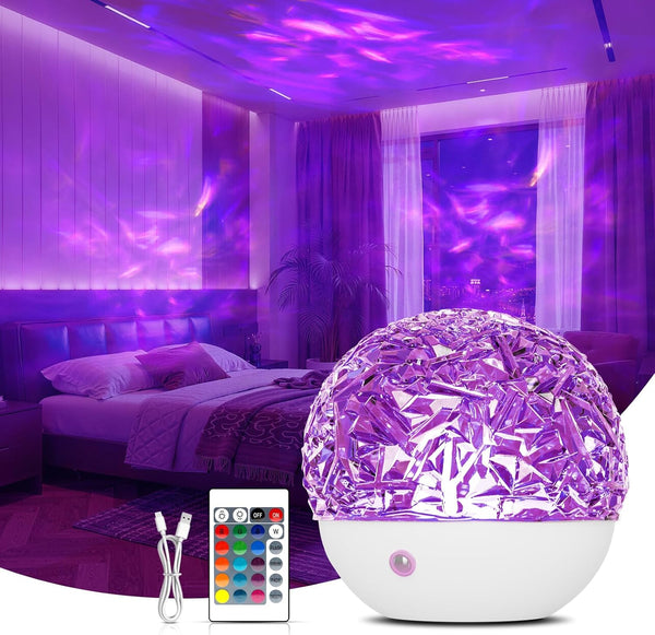 Galaxy Projector Night Light, 16 Colors Ocean Wave Projectors, Sensory Lights Ocean Lamp with Remote Control, Star Night Light Projector for Party/Gaming Room/Bedroom