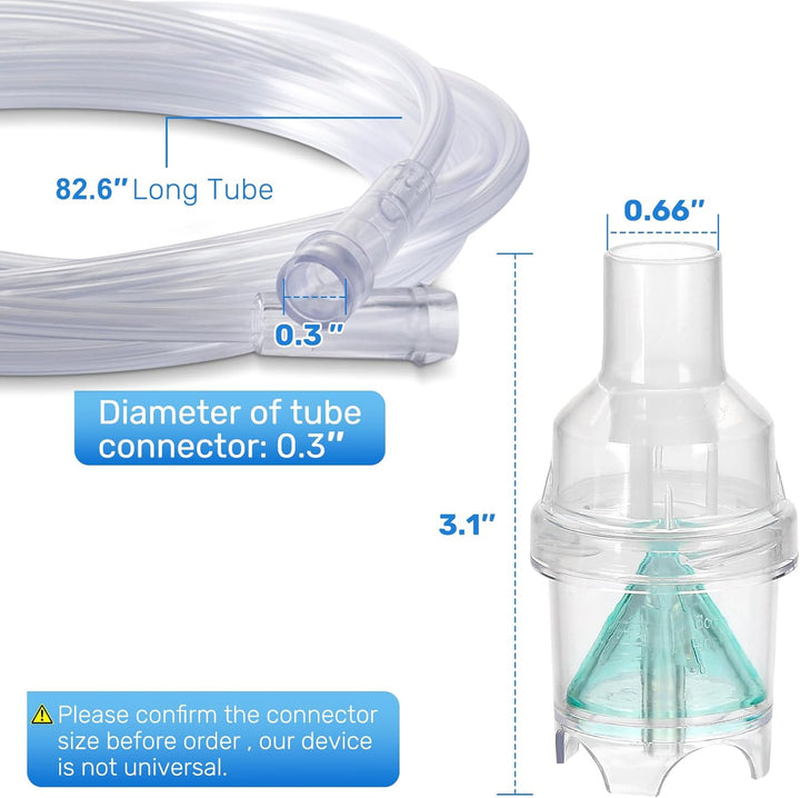2 Set Nebulizer Replacement Kit for Adult, Transparent with Skin/White Hue, Polypropylene (PP), 10.5*6.5 Cm