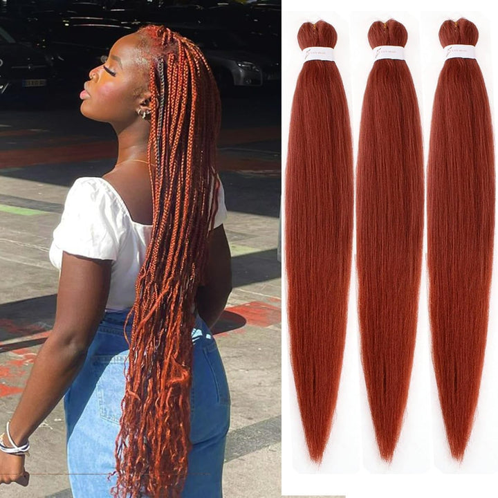 3 Packs Pre Stretched Braiding Hair Extension Yaki Texture EZ Braids Hair for Coi Leray Braids Black Braiding Crochet Hair Extensions /30 Inch 1B#