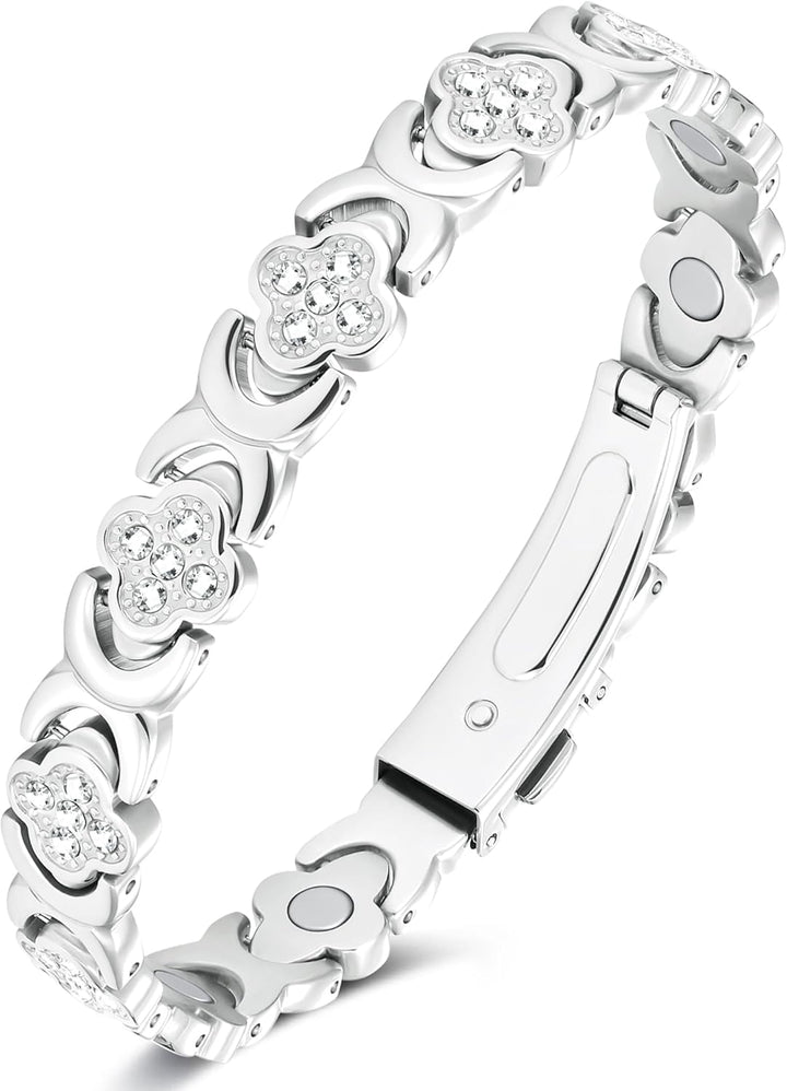 99% Copper Bracelet for Women,Magnetic Bracelet for Women with Lucky Clover Design,Adjustable Length with Sizing Tool in Gift Box