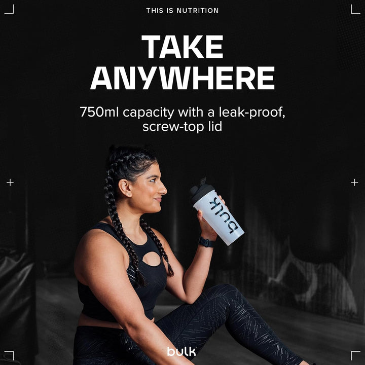 Iconic Clear 750Ml Shaker Bottle, Lump-Free Wire Mixing Ball, Leak-Proof Screw-Top with Handle, Bpa-Free, Dishwasher Safe, Protein, BCAA & Gym Supplements